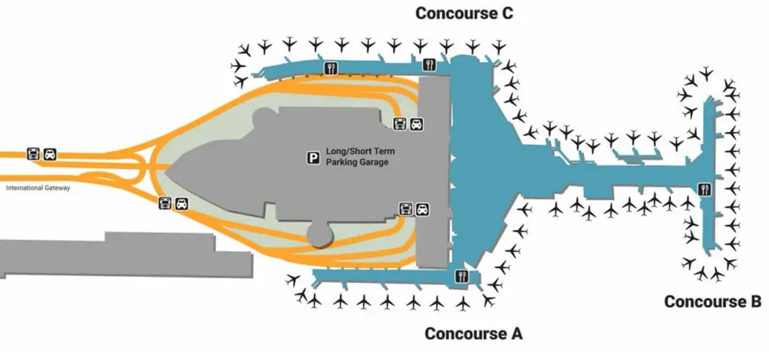 Airport terminal map for Columbus airport pickup and drop-off service