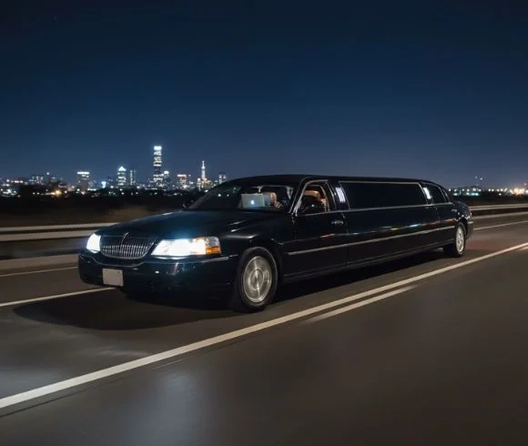 Black stretch limousine providing luxury transportation service in Columbus