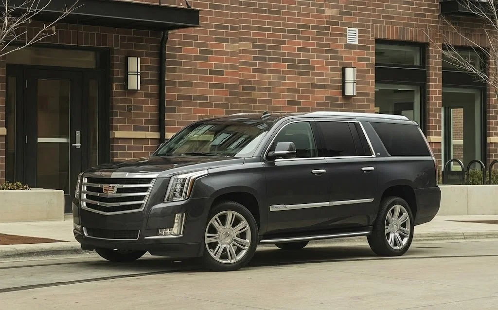 Luxury SUV for Columbus private transportation outside building